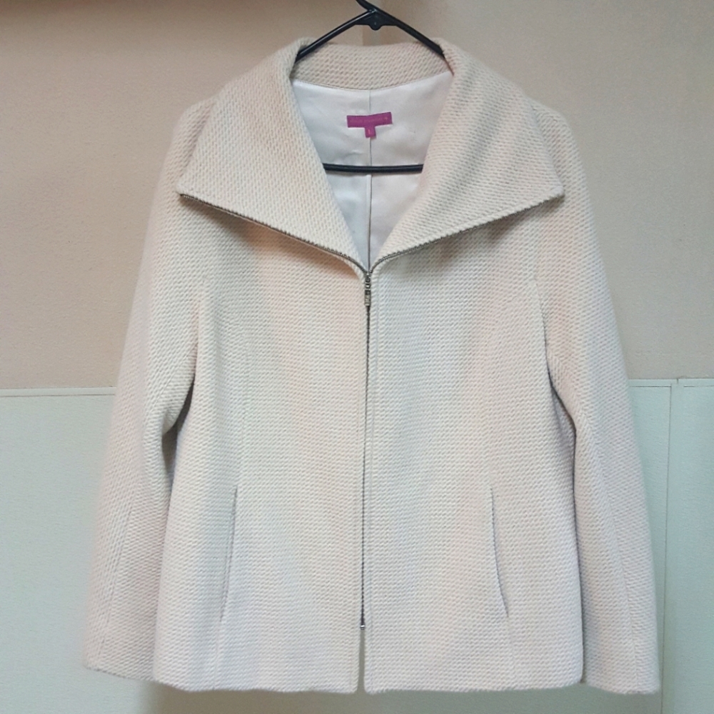 🔥$200+ OFF!🔥L CREAM COLOR ANGORA WOOL ADOLFO DOMINQUEZ DRESSY CLASSY JACKET